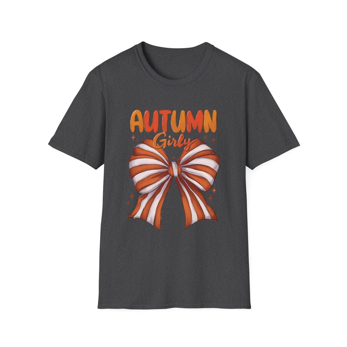 Autumn Girly bow T-Shirt | Fall pumpkin orange striped ribbon