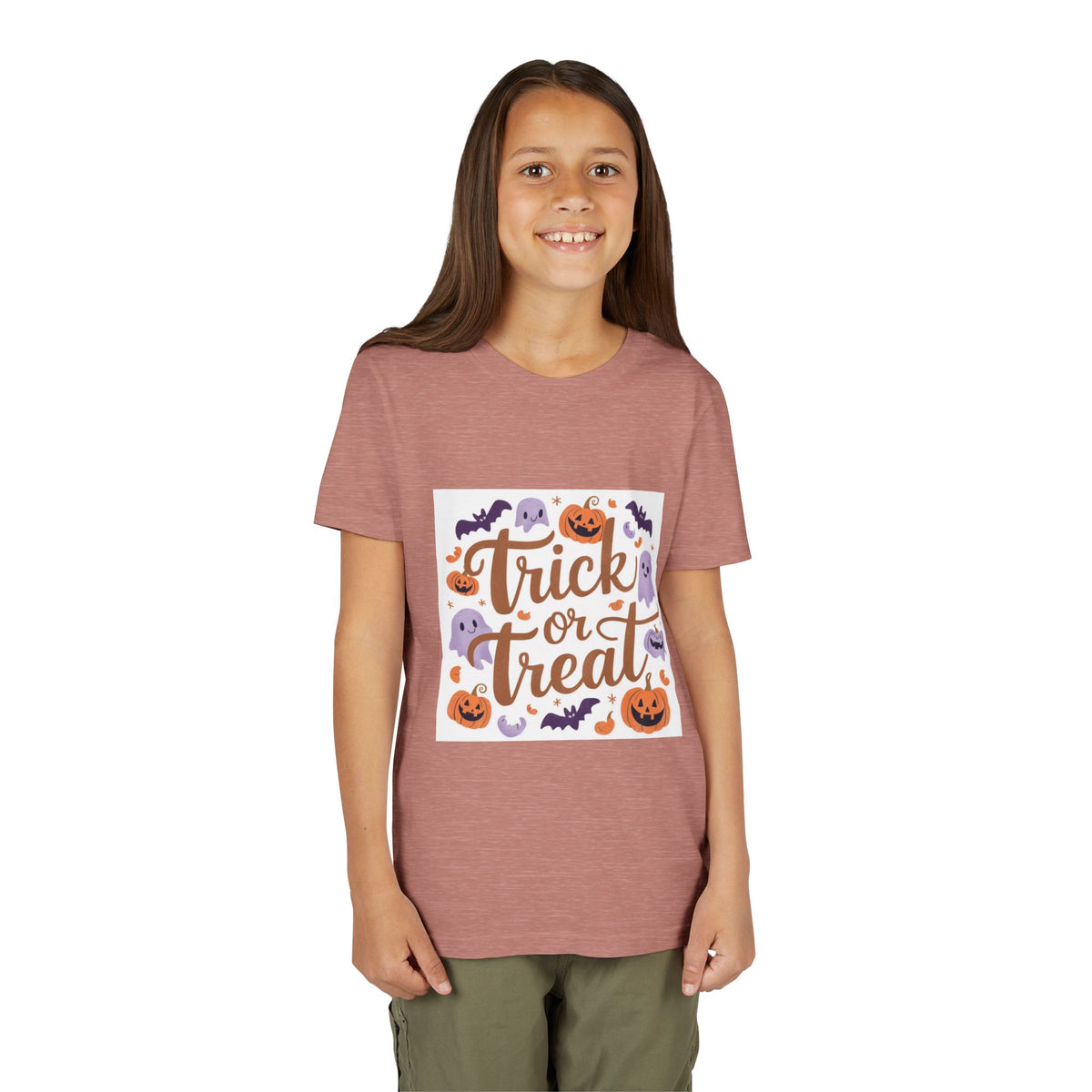 Kids' Halloween Tee — "Trick or Treat" Pumpkin & Ghost Graphic