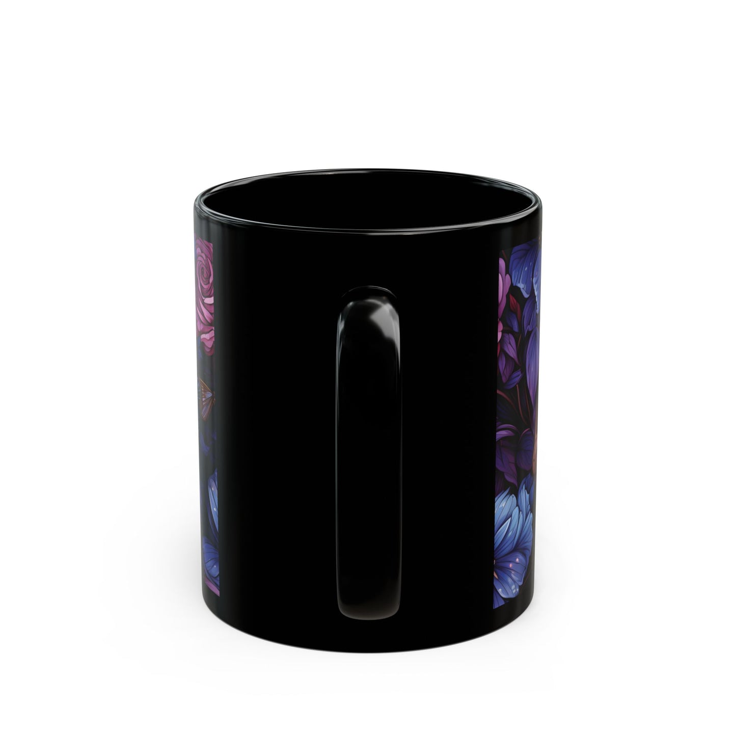 Skull & Purple Roses Black Mug — Gothic Floral Coffee Cup (11oz/15oz)