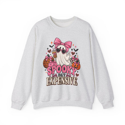 Spooky But Expensive Halloween Sweatshirt | Cute Ghost & Bow Crewneck | Girly Spooky Season Sweatshirt | Halloween Gift