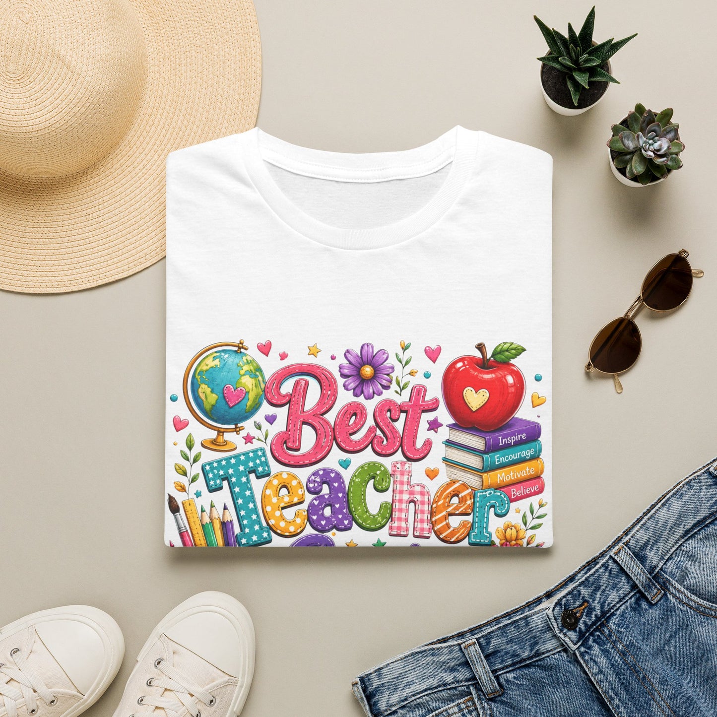 Best Teacher Ever T-Shirt — Colorful Teacher Appreciation Gift