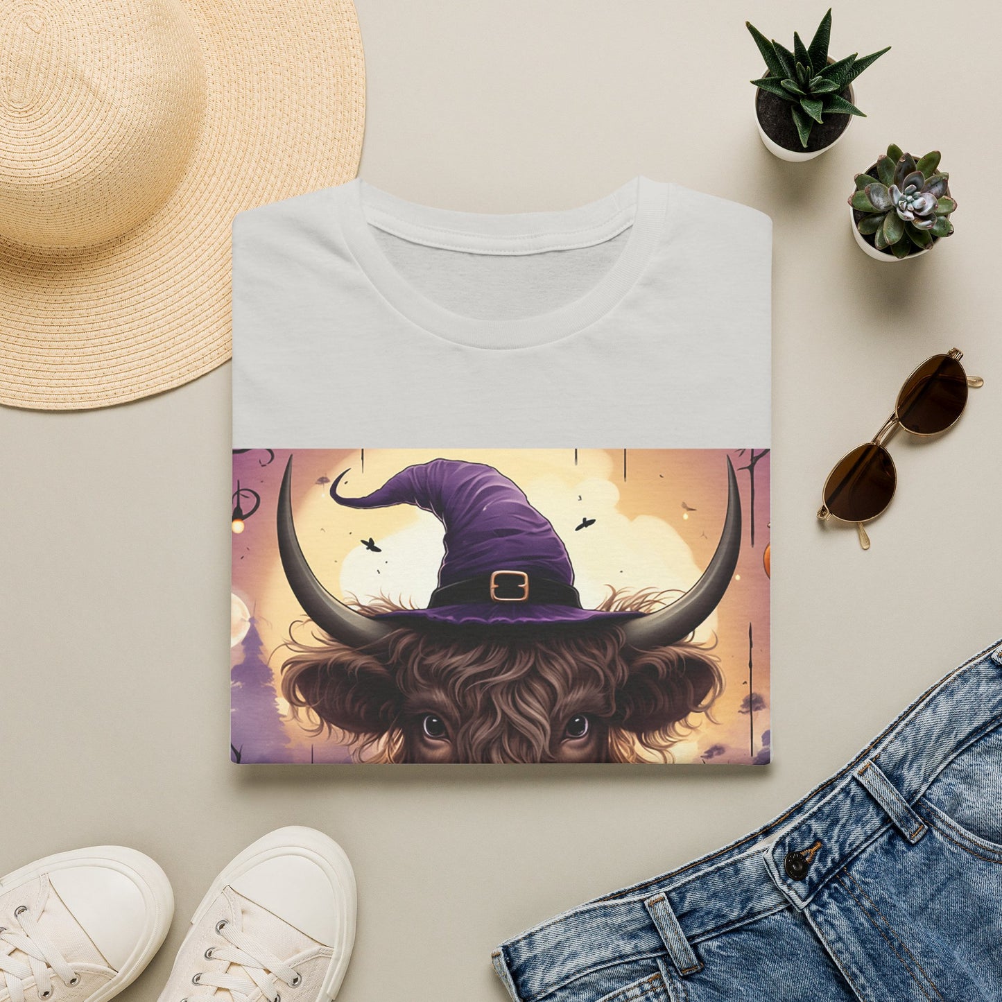Highland Cow Witch Halloween T-Shirt