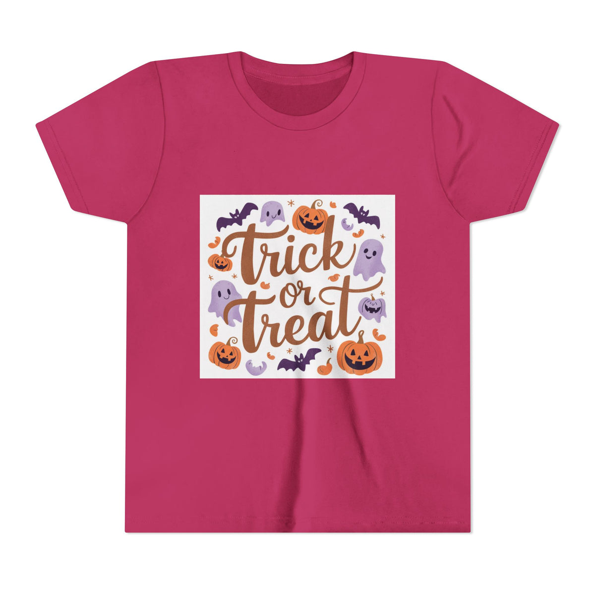 Kids' Halloween Tee — "Trick or Treat" Pumpkin & Ghost Graphic