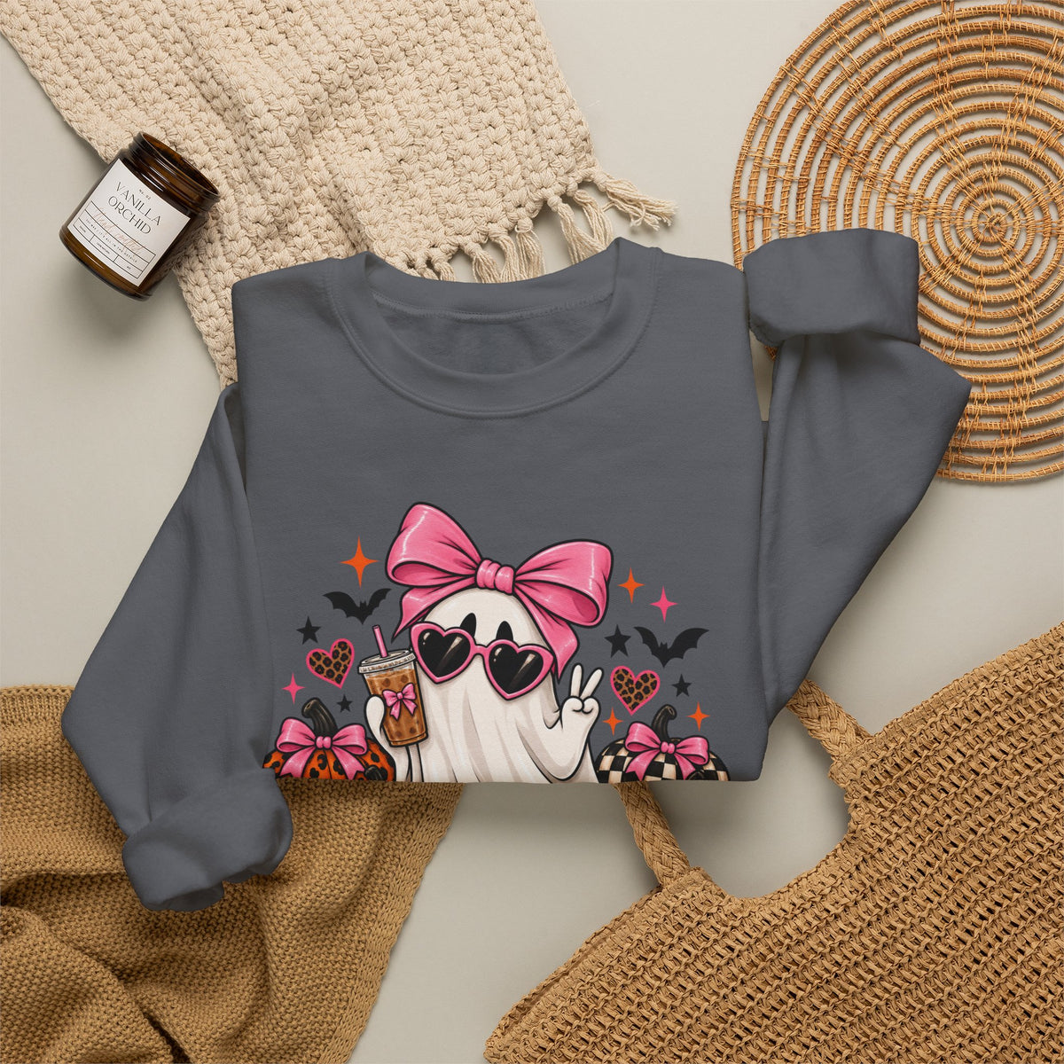 Spooky But Expensive Halloween Sweatshirt | Cute Ghost & Bow Crewneck | Girly Spooky Season Sweatshirt | Halloween Gift