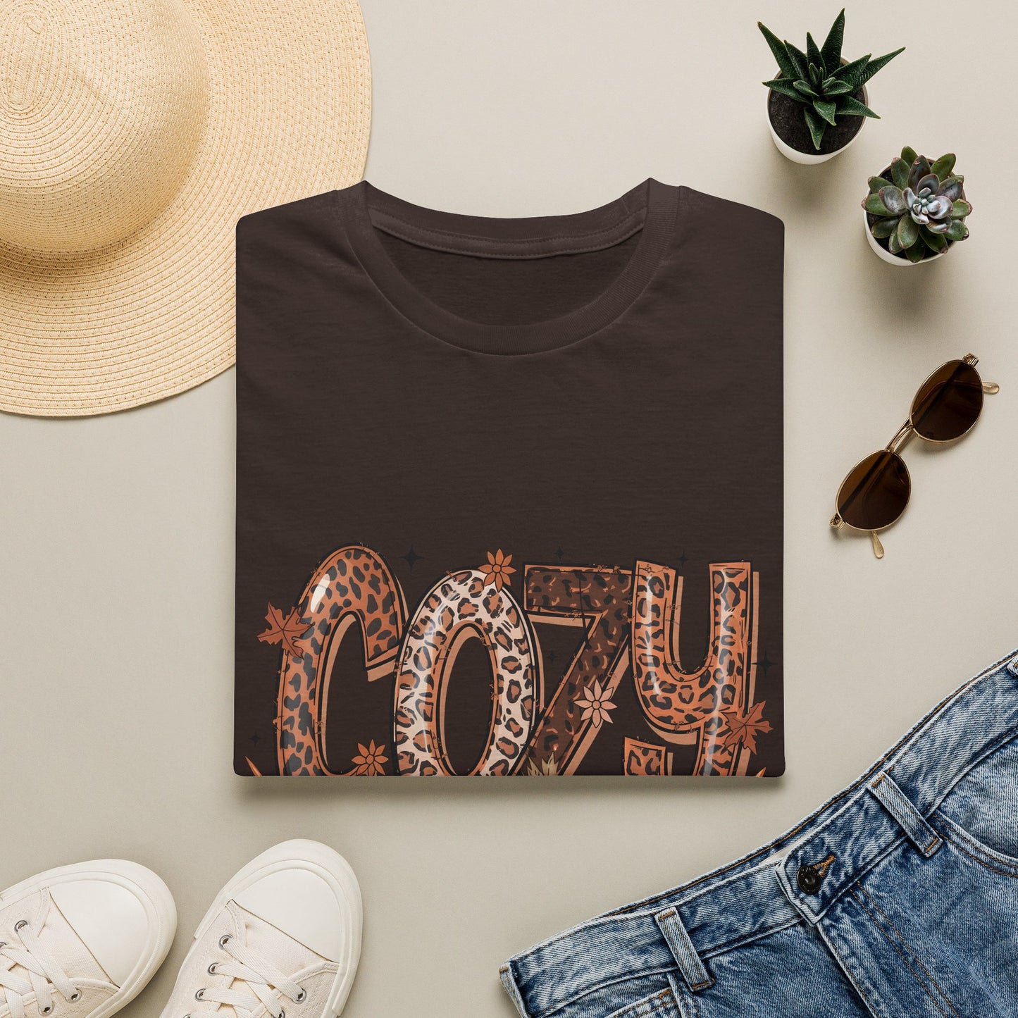 Cozy Season T-Shirt | Fall Leopard Pumpkin Design