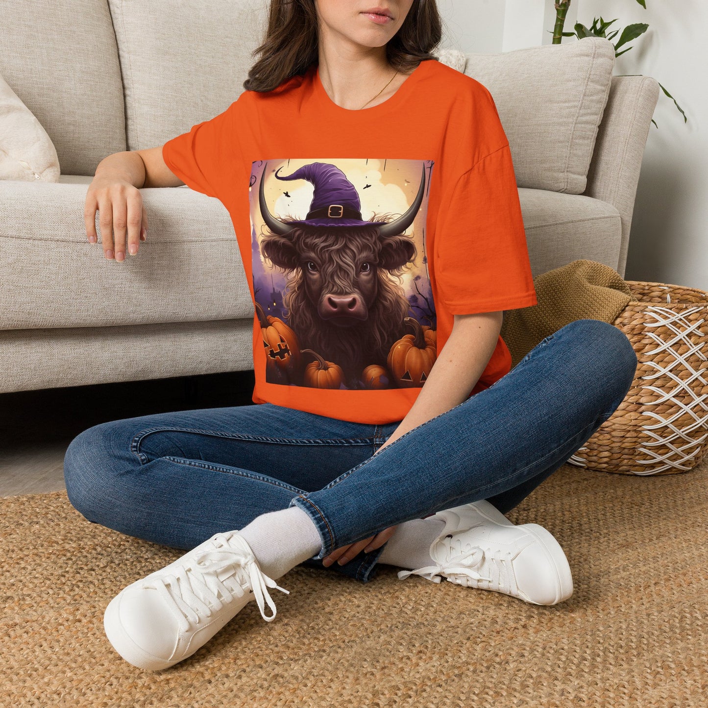 Highland Cow Witch Halloween T-Shirt