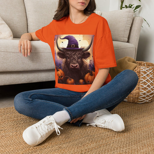 Highland Cow Witch Halloween T-Shirt