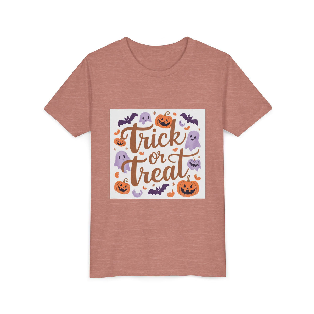 Kids' Halloween Tee — "Trick or Treat" Pumpkin & Ghost Graphic