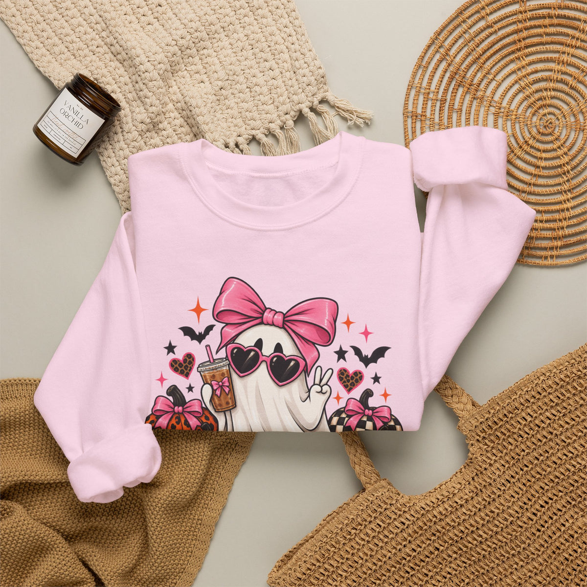Spooky But Expensive Halloween Sweatshirt | Cute Ghost & Bow Crewneck | Girly Spooky Season Sweatshirt | Halloween Gift