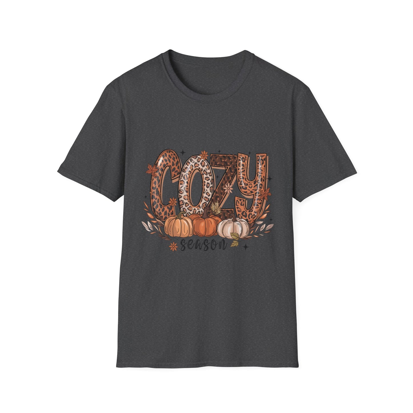 Cozy Season T-Shirt | Fall Leopard Pumpkin Design