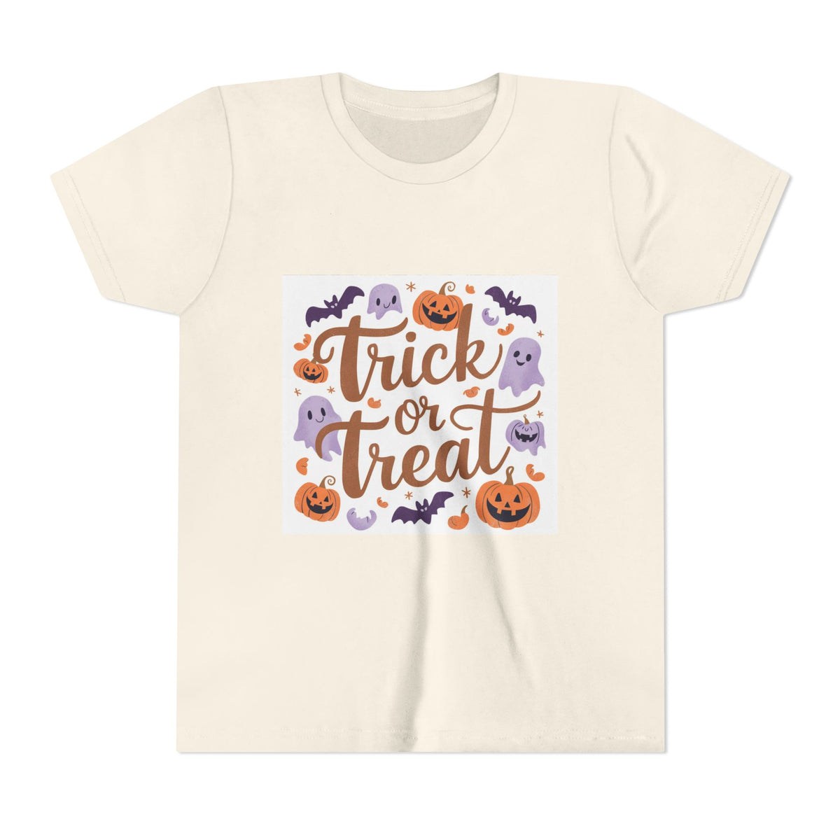 Kids' Halloween Tee — "Trick or Treat" Pumpkin & Ghost Graphic