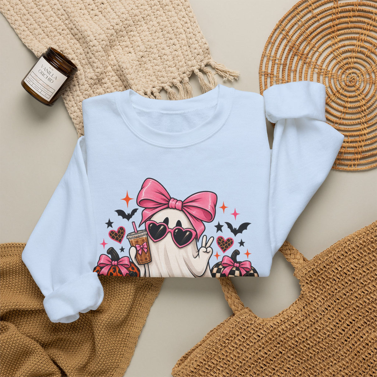 Spooky But Expensive Halloween Sweatshirt | Cute Ghost & Bow Crewneck | Girly Spooky Season Sweatshirt | Halloween Gift