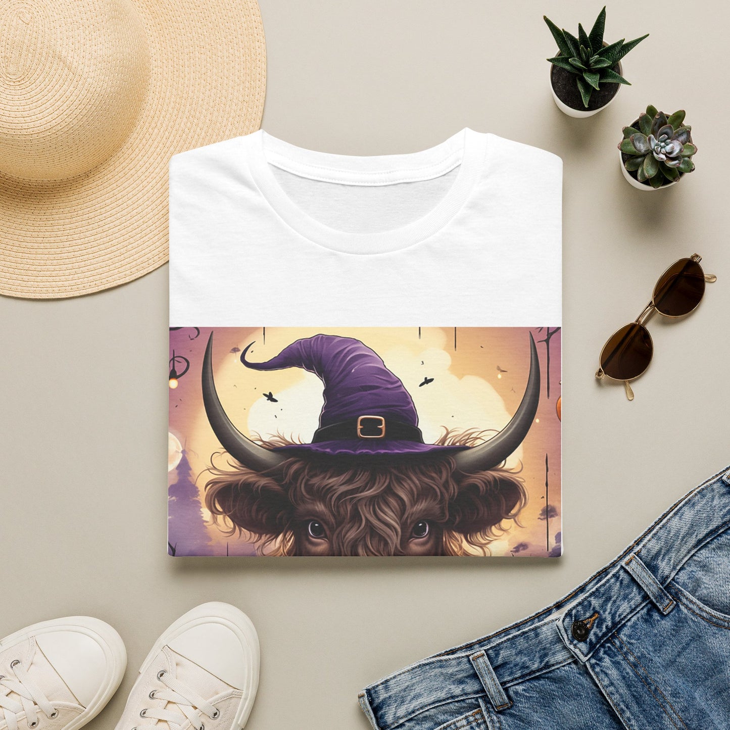 Highland Cow Witch Halloween T-Shirt