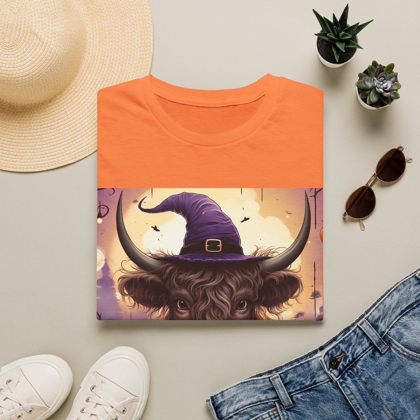 Highland Cow Witch Halloween T-Shirt