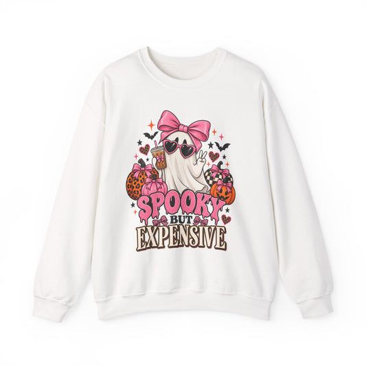 Spooky But Expensive Halloween Sweatshirt | Cute Ghost & Bow Crewneck | Girly Spooky Season Sweatshirt | Halloween Gift